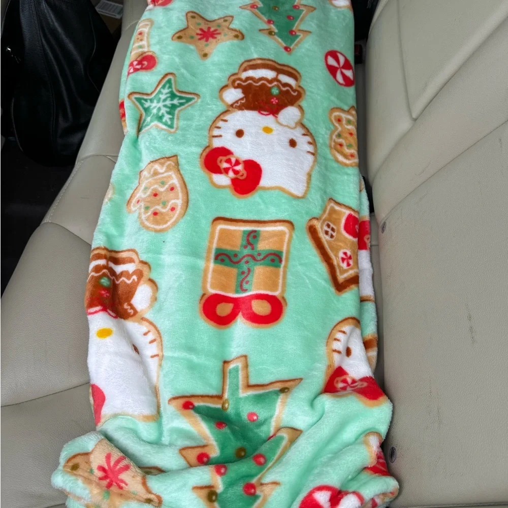 Christmas Cute Mint Green Hello Kitty Blanket